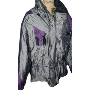 Vintage Schneider 1990's Austria ski purple & gray waterproof jacket medium